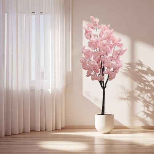 Kunstpflanze Kirschblütenbaum 180 cm - Groß Kunstbaum mit Rosa Blumen - Topfbaum Pflanze Kunstbaum Kirschblüte Zimmerpflanze für Zuhause, Hochzeit, Party, Garten, BüRo Dekoration