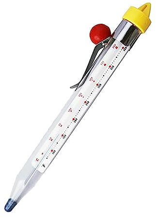 Thermomètre à Sucre en Verre Trempé Pince Inox pour Cuisson