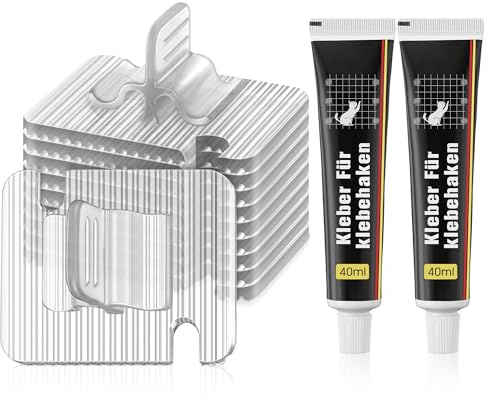 Enhon 100 Pezzi Ganci Adesivi per Zanzariera per Gatti per Balcone con 4 Pezzi 40ml Adesivo di Montaggio Extra Forte, Pc Trasparente, Resistente Ai Raggi UV, per Gatti per Balcone Senza Forare