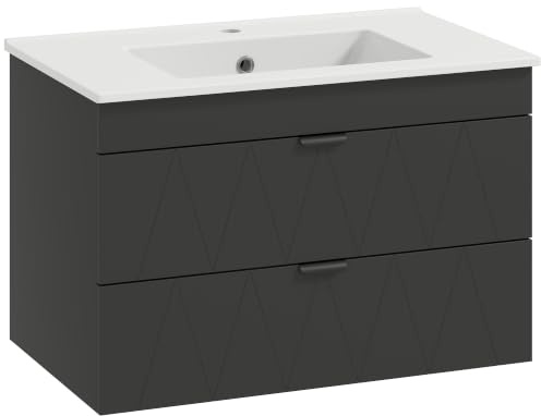 HOMCOM Waschbeckenunterschrank Waschtischunterschrank Schwarz 76x46x50 cm