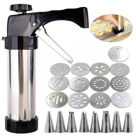 TUOYDJA Presse à Biscuit,Presse à Biscuits Pistolet à Biscuits en Acier Inoxydable, décoration de gâteaux, Machine à Biscuits, Buses, Moule, seringue à pâtisserie, extrudeuse, Outils de Cuisson