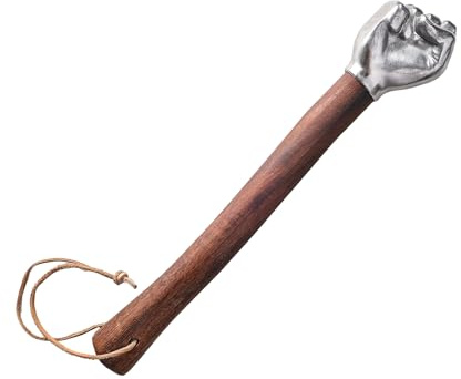 Decorative Fist Hammer - Stainless Steel Head & Wooden Handle, Christmas Collectible Art for Home/Office Decor, Functional Tool for Light Tasks & Emergency Use (Silver Fist Hammer)