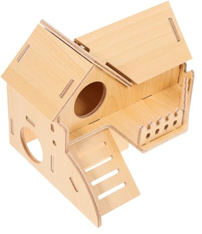 DECOMELODY Holz Hamsterhaus Meerschweinchenhaus und Versteck Lagerhaus für Haustiere Hamsterversteck aus Holz für Kleintiere