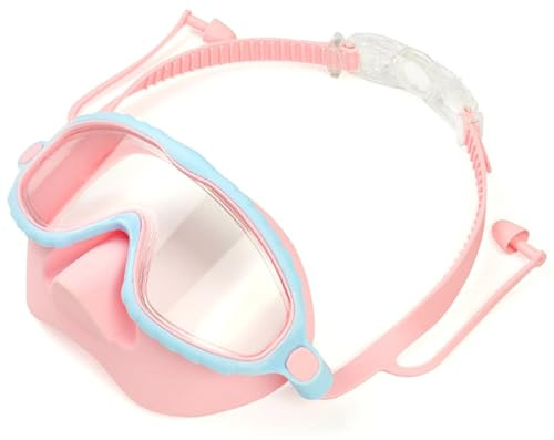 Licsaliwe Occhialini da nuoto per bambini HD antiappannamento, maschera da nuoto regolabile senza perdite con copertura per il naso, ampia visuale per bambini da 4 a 16 anni(A)
