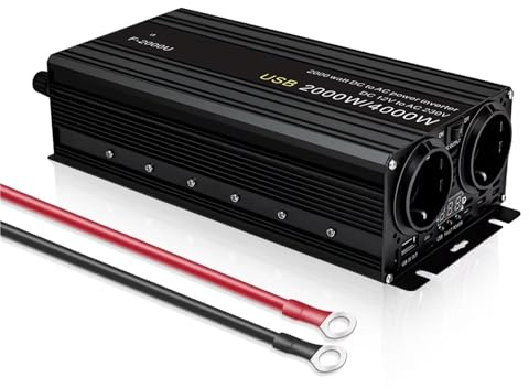 Transformateur Ondulr Puissance DeCrête 4000W DC 12V AC 220V Convertissr Puissance Voiture/Maison/extérir Onde Sinoïdale Modifiée Double Prise