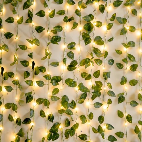OMEELER 50LED 16.4ft Vine with Light Battery Operated - Warm Leaf String Lights for Wall Bedroom Wedding Patrick's Day Decorations (2)