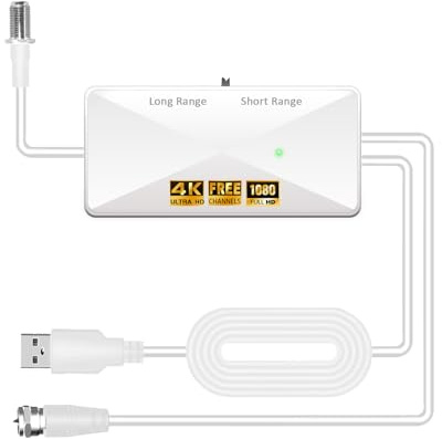 TV Antenna Amplifier, Antenna Signal Booster, 25dB High Gain Powerful Digital Antennas Booster, Adjustable Reception Range, Suit for All TV Antennas (BLACK33)
