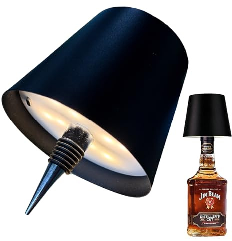 XVZ Lampada a bottiglia senza fili con controllo touch, 3 temperature di colore, lampada da tavolo ricaricabile tramite USB, design moderno in ferro, perfetta per ristoranti, bar, decorazione per la