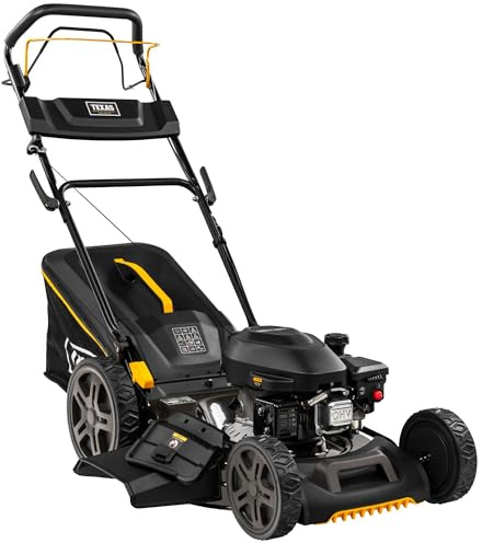 TEXAS Rasenmäher Benzin mit Antrieb Radanrieb 51cm TPL 510TR/W | 4-in-1 | 180 cm³ | 3,6kw | 7-Fach Schnitthöhenverstellung 25-75cm | mit Mulchfunktion| großer Fangkorb 65 Liter