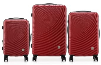 Viviana Luxus 3 TEILIGES TSA Kofferset Koffer Trolley HARTSCHALE POLYCARBONAT ABS GESCHÜTZES Design (Rot)