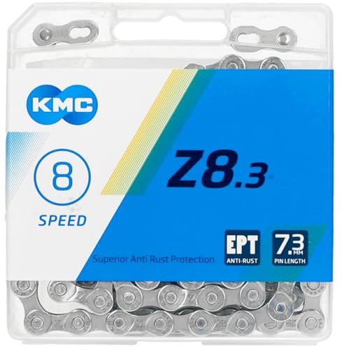 Fahrrad Kette, KMC Fahrradkette, Z8 EPT, 1/2 x 3/32, 114 Glieder, 8-fach, mit “ECO ProTeQ”, silber