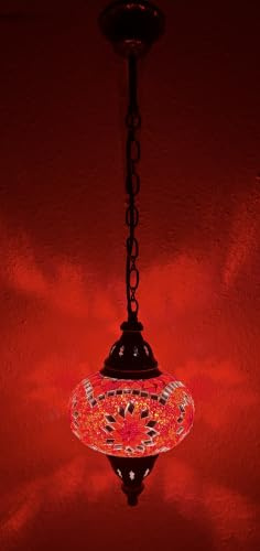 Samarkand - Lights Mosaiklampe Mosaik - Hängeleuchte L Handgefertigte Mosaiklampe Orientalische Türkische Marokkanische Dekorative Mosaik Tischlampe Deckenlampe Orange Stern
