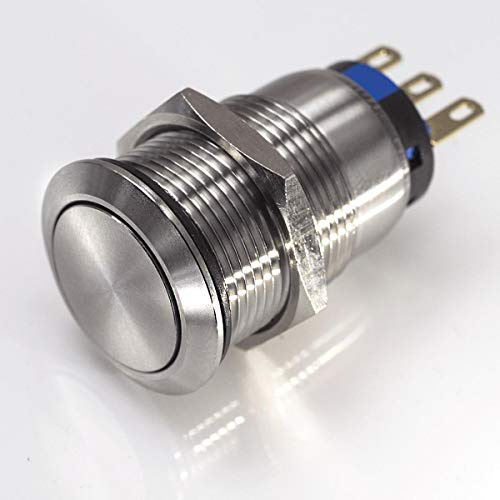 Metzler - Druckschalter 19mm - IP67 IK10 - Edelstahl - Flach - Lötkontakte