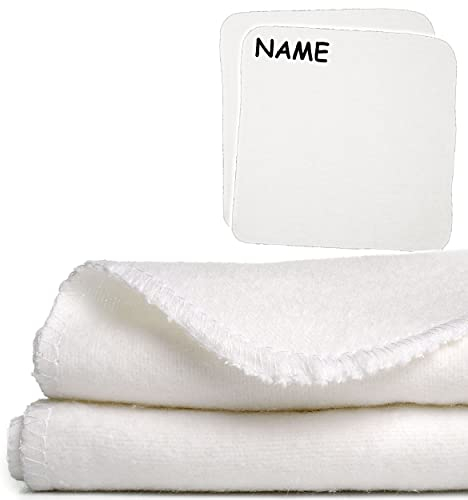 alles-meine.de GmbH 2 Stück - Moltontücher/Stoffwindeln - einfarbig weiß - inkl. Name - 80 cm * 80 cm - 100% Baumwolle - Mulltücher/Spucktuch/Waschlappen/Babytuch - Baby..