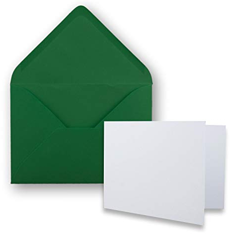 FarbenFroh by GUSTAV NEUSER 25x Stück Karte mit Umschlag Set Faltkarten DIN A7 quer 10,5 x 7,4 cm Hochweiß mit Brief-Umschlägen C7 Dunkelgrün Nassklebung