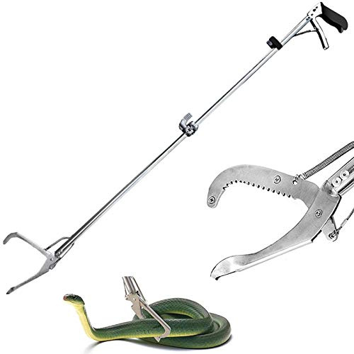 Ouronehome 60 Snake Tongs Foldable Reptile Grabber Catcher Wide Jaw Handling Tool with Auto Lock and Non-Slip Grip Handle