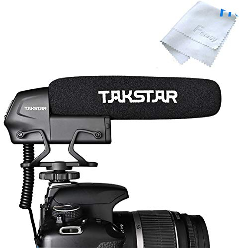 Takstar SGC-600 Microphone à condensateur Super-cardioïde à 3 Niveaux Prise 3,5 mm avec Support de Sabot de Pare-Brise Compatible avec appareils Photo Reflex numériques Canon, Nikon, Sony, caméscopes