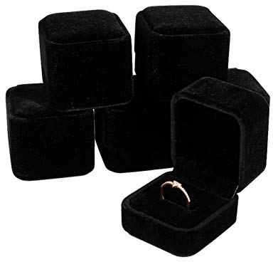 Girls'love talk 6 Pcs Velvet Ring Box, Velvet Engagement Ring Boxes for Jewellery Square Jewelry Case for Engagement, Wedding, Birthday, Anniversary, Proposal Ceremony (Black)