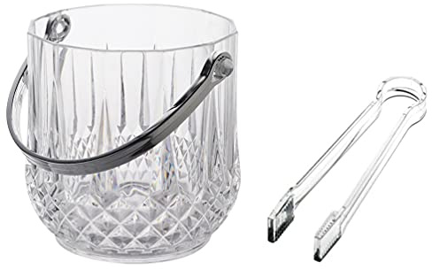 Clair en Plastique Seau À Glace avec Pince Glace Baignoire Refroidisseur Refroidisseur De De Vin Bac À Glaçons pour Le Parti Bar