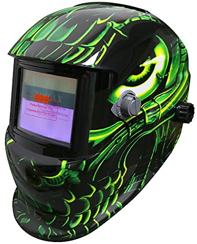 Zorax Auto Darking Welding Helmet - Alien | Large View, Solar & Battery Powered, Grinding Function, DIN9-13 Shade, Safety Gear
