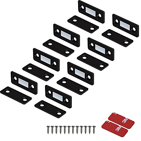 Mousike Magnetisk dörrfångare ultratunna skåpmagneter rostfritt stål låda magnethake för skjutdörr stängning köksskåp skåp garderob stängare (svart 8-pack)