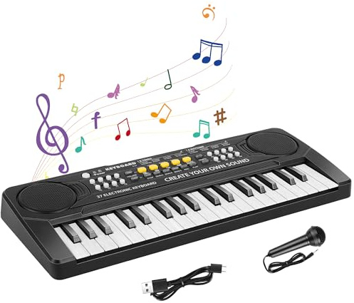 Shayson Clavier de Piano Enfants, 37 Jouet Touche Enfants avec Câble USB Musical Instrument Numériques Portables pour Garçon Filles Cadeau
