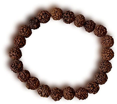 NAISHA Rudraksha töjbart armband rudraksha 5 mukhi paanch mukhi 5 ansiktsarmband för meditation yoga 8 mm storlek, 9 inch, Trä, rudraksha