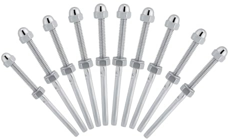 VIFERR Gewindespanner 10 Stück Edelstahl Kabelspanner Bolzenenden Gewindeseilspanner für 1/8 Kabelgeländer Rigging-Systeme