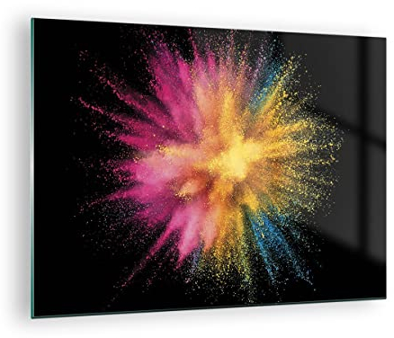 Moderne Impression sur Verre Coloré Poussière Explosion Image Tableau en Verre Decoration Murale 70x50cm Deco Cadre Salon Chambre Cuisine Horizontal Petit Tableaux Decoratifs Muraux Art GAA70x50-4529