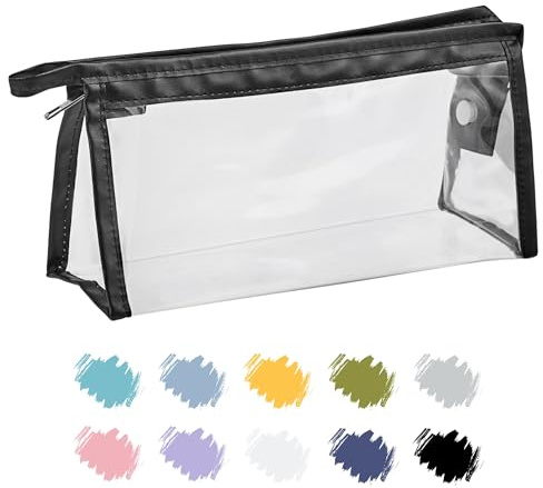 Soul Projekt Trousse Scolaire Transparente, Garçon et Fille, Toilette Hommes et Femmes, Pochette Maquillage de Voyage, Pencil Case Noir x 1, PVC