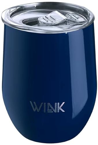 WINK Thermobecher Edelstahl 350ml – Auslaufsicher, BPA-frei, hält 3-4h heiß & 4-5h kalt – Thermos Kaffeebecher To Go, Isolierbecher für Kaffee, Tee, Wasser – Thermobecher mit Deckel - Dunkelmarine