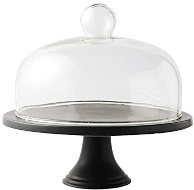 XOOPIT Copertura per Alimenti, Campana Coperchio Microonde, Set Alzata Torta retrò, Piatto in Ceramica con Coperchio in Vetro Bar Dessert Pasticceria Piatto da Degustazione Insalata per Feste Forma