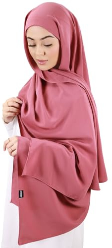 Hijab da indossare in seta di Medina con copricapo integrato, Made in Turchia, per donna musulmana velata HE710, blush, Taglia unica