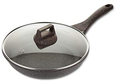 OQHAIR Nonstick Frying Pan Stone-Derived Ceramic Coating, Skillet Round Stone-Derived Fry Pan with Stainless Handle, for Gas, Electric and Ceramic (Size : 22cm) (22cm)