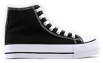 MODELISA - Zapatilla Alta Lona Plataforma con Cordón Estilo Casual Mujer