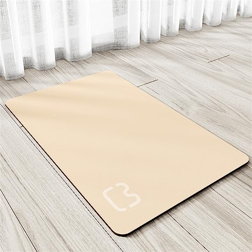 GIBZ wasserdichte Fütterung Matte Katzenfutter und Wassernapfmatte Quadratische rutschfeste Einfarbige Napfunterlage Haustierplatzmatte Beige 50x70cm