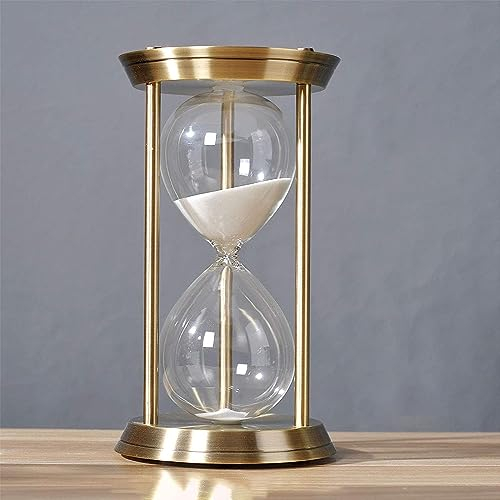 15 30 60 Minuten Sanduhr aus Metall, Sanduhr, Vintage-Geschenk for Vintage-Heimdekoration, Hochzeitsgeschenk, Metall, 720° drehbar, eins (Farbe: Stifthalter). ( Color : Roman Column Gold , Size : 60 m