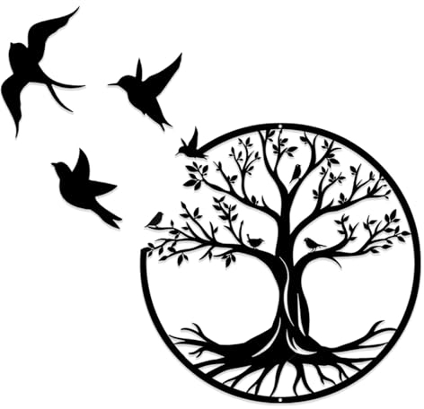 Luccyle Cuadros arbol de la Vida Decoracion Pared, Arbol De La Vida Decoracion Pared Metal,para el Regalo de Interior al Aire Libre Jardín Decoración del hogar (Bird 50cm)