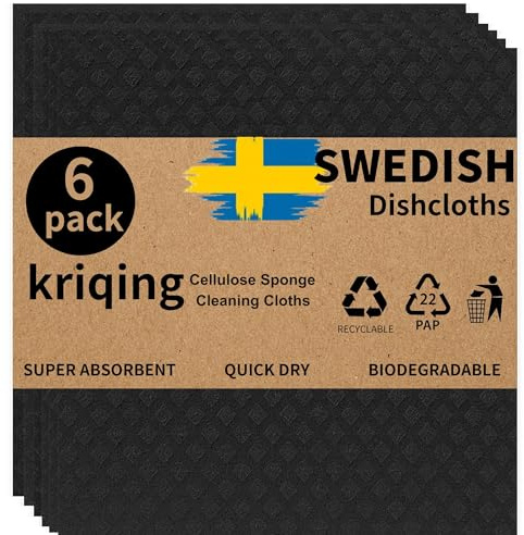 Swedish Cellulose Sponge Cloths - Black Swedish Dishcloths for Home & Kitchen, Odorless, Absorbent, and Quick Drying, Kitchen Reusable Paper Towels Washable (Balck)