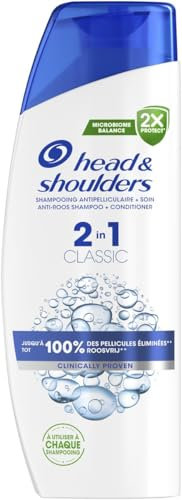 Head & Shoulders Classic 2 en 1 Shampoing Antipelliculaire 300ml. Jusqu'à 100% des Pellicules Éliminées, Cliniquement Prouvé. Tous Types de Cheveux. Usage Quotidien. Rafraîchissant lot de 1