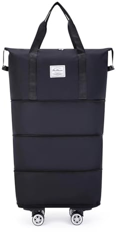 Reisetasche mit Rollen, Faltbare Wasserdichte Reisetasche mit großer Kapazität Erweiterbar Handgepäck mit Abnehmbar Rollen Damen Weekender Tasche Travel Handgepäck mit Nassfach für Sport Reisen