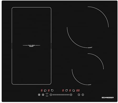 SCHNEIDER SCTI6041N31, Table de cuisson induction 60cm, 4 zones dont 1 flexible, Minuterie, Commande par slider