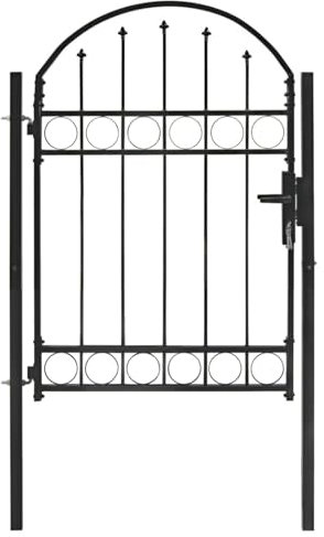 qohoio Portail de Jardin avec Dessus arqué Acier 100 x 125 cm Noir Barriere Poele A Bois,Cloture Bois