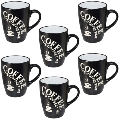 Doriantrade Kaffeebecher 6 Stück Coffee Tassen Schwarz 300ml aus Keramik Kaffee Becher Tasse 6er Set