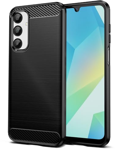 Qiinogow Skal Kompatibelt med Samsung Galaxy A16, Ultratunt Case med Stötdämpning, TPU-Skyddsfodral i Kolfiber (Svart)