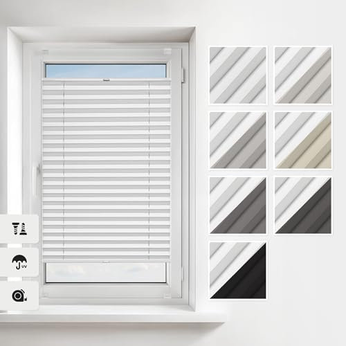 Estika Thermo-Plissee mit Bohren 55x80 cm – Farbe: Weiß, Verdunklungsplissee zum Anschrauben für Fenster in verschiedenen Blickdichten, erhältlich mit Montagezubehör