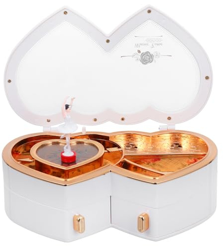 PRETYZOOM 2Pcs Caja Doble Corazón Caja De Música Cascanueces Musical Retro Decoración Música Decoración Boda Decoración Cajas De Música Decoración Día De San Valentín Madera