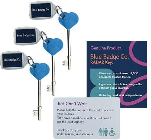 Blue Badge Triple Pack Radar Co Genuine & Offical NKS Radar Key | for Disabled Toilets, Accessible Loos in The UK, Easy Turn Access Key, Ideal for Disabled Blue Badge Holders