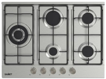 Placa de gas de 5 fuegos de acero inoxidable 70 cm - Ercole 2.0