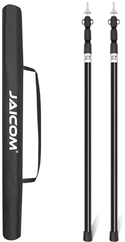 JAICOM Tältstolpar teleskopiska presenningsstänger set med 2/4, utdragbara justerbara markisstänger, 95–230 cm, lämplig för camping, tält, presenning, baldakin, strand